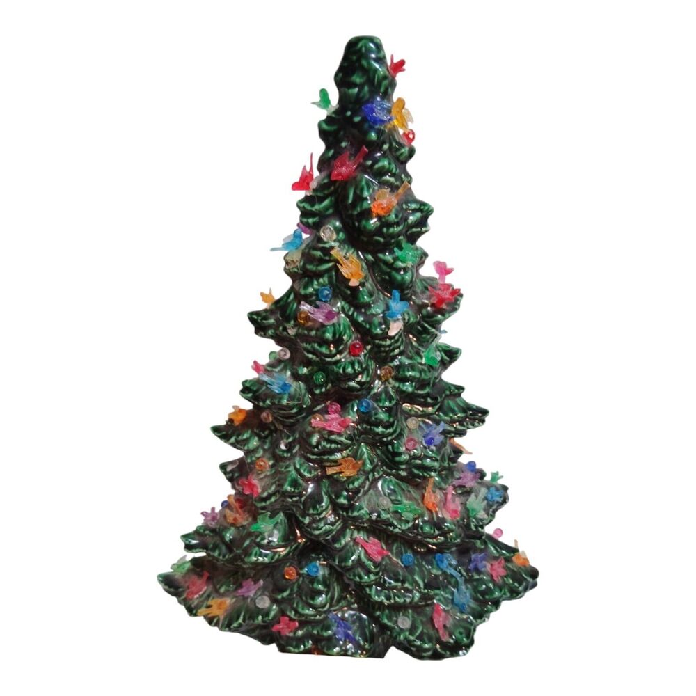 Vtg HM Ceramic Christmas Tree 22" Multicolored Dove Peg Lights No Base Damage